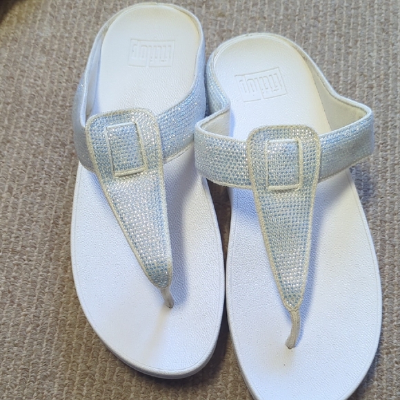 Fitflop White and Silver Sandals - Picture 1 of 4